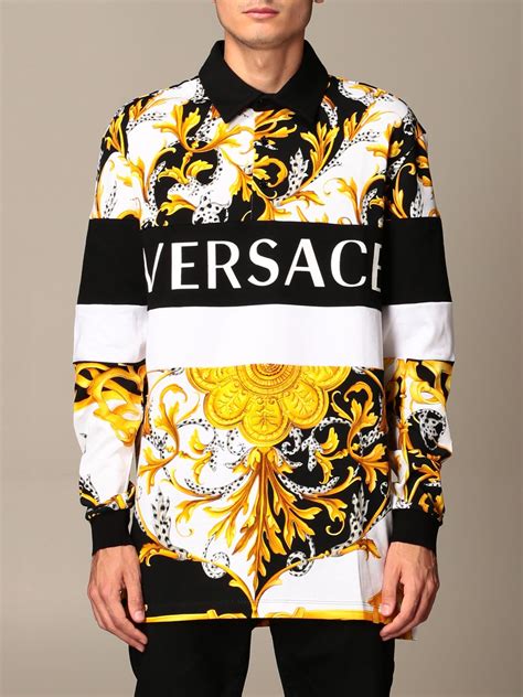 versace collection polo grey|Versace long sleeve polo.